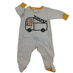 Gerber Construction Bear Sleep and Play One Piece Pajama Striped Footie …